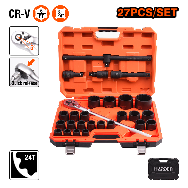 Auto Repair Tools - HARDEN 27-teiliger Steckschlüsselsatz mit 3/4