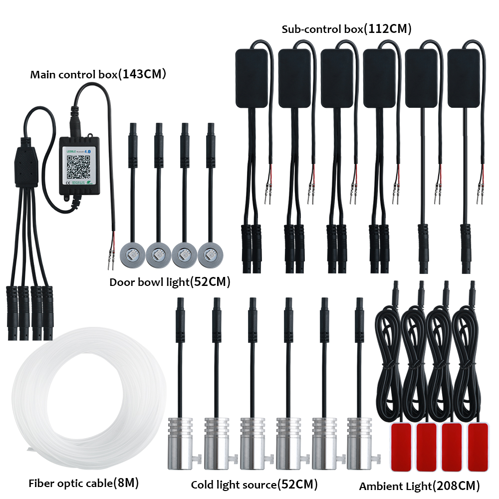 Led Ambient Interior Car Lights App Control - 14 in 1 RGB-Auto-Innenraum-Umgebungslicht mit 8