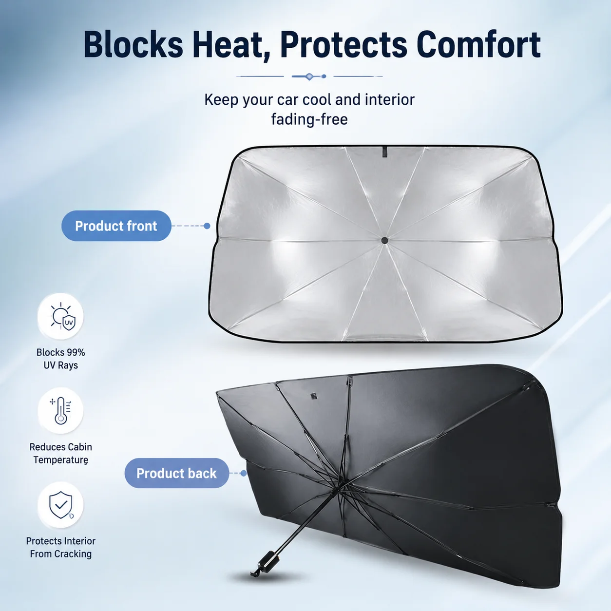 Car Sunshade Windshield Umbrella Foldable - 1 Stück faltbarer Sonnenschirm für die