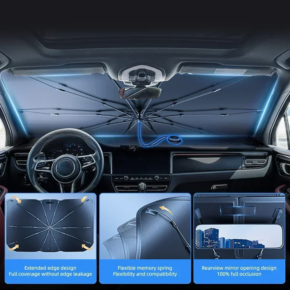 1 Stück faltbarer Sonnenschirm – Car Sunshade Windshield Umbrella Foldable Bewertung und Preis